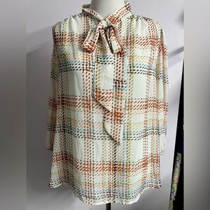 7th Avenue New York & Company Women’s Blouse, XL, Houndstooth, 3/4 Sleeves